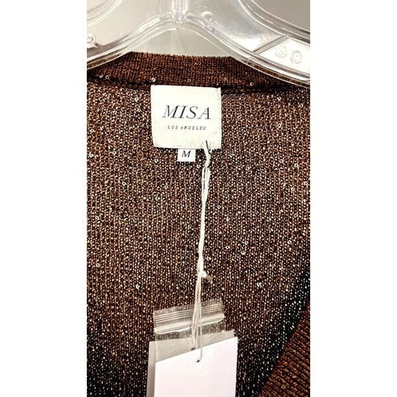 Misa Los Angeles Rafael Brown Sequin Button-Down Maxi Dress Cardigan Medium NWT - Picture 5 of 7